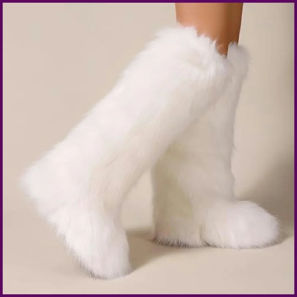 Knee High Faux Fur Snow Boots Women's Winter Non-Slip Warm Boots